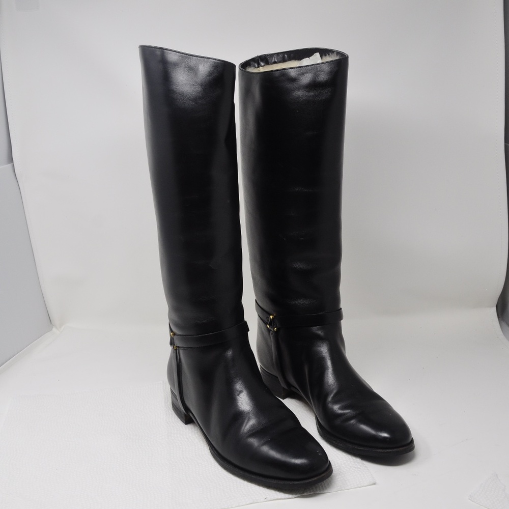 Tanino Crisci  handmade black leather winter lined boots size 9